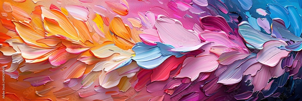 Aufkleber a vibrant abstract painting featuring a variety of colorful paint strokes blending and overlapping o