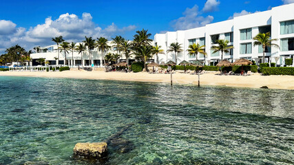 Great Resort on a paradisiacal beach in the Riviera Maya (Mexico). Vacation spot with white sand...