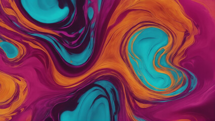 Obraz premium Visuals of liquid magma in shades of turquoise, magenta, and amber, pulsating and pulsing against a plain background with subtle lighting, capturing the essence of passion and vitality ULTRA HD 8K