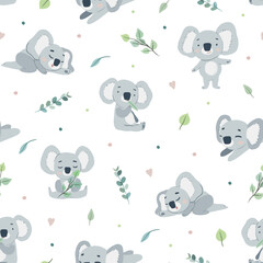 Cute koalas seamless pattern design © Monika