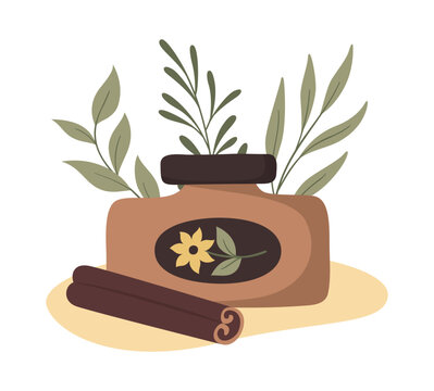 recommend clip art: Vector flat hand drawn composition with organic skincare products