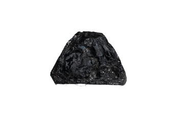 natural black tourmaline gem stone on the white background