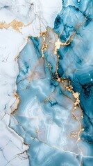 Serene Blue and White Marble Texture with Gold Veins