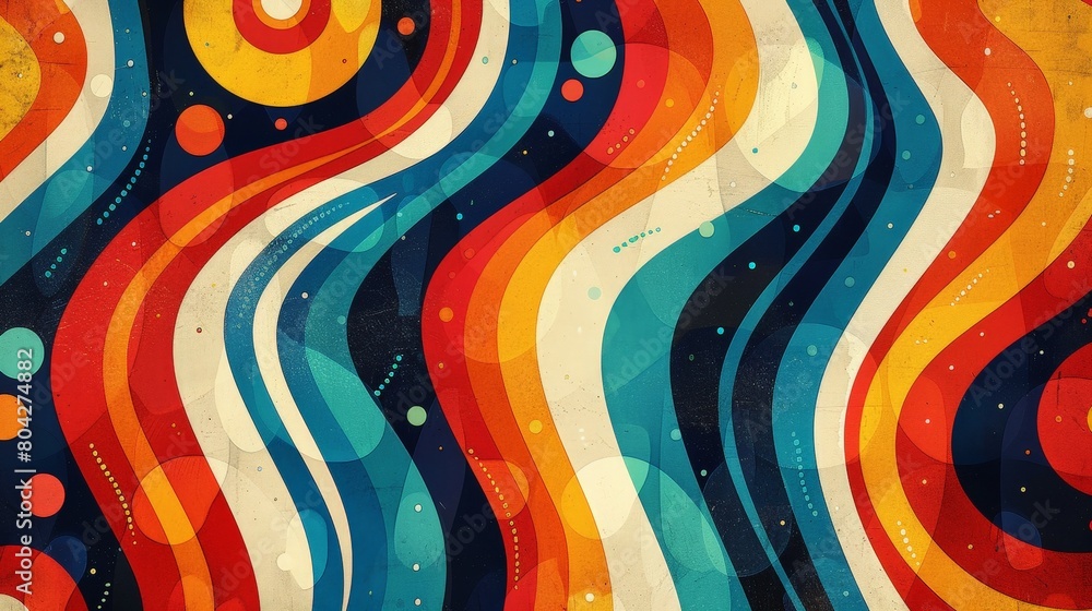 Aufkleber Multicolored abstract background featuring vibrant wavy lines creating a dynamic and energetic visual impact