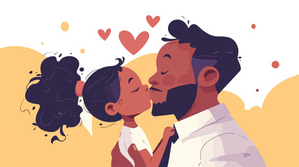 Fathers Day. Cute little black african american dau - obrazy, fototapety, plakaty