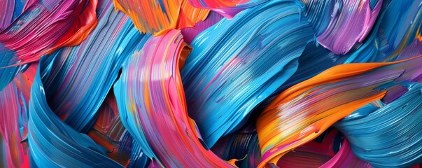 Flowing ribbons of brushstroke paint captured in a moment of artistic expression and creativity