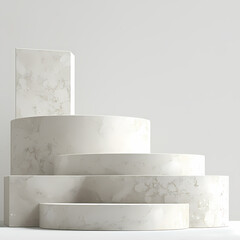 Stunning Quartet of Hexagonal Marble Platforms Arranged in a Tower-like Form for Artistic Display