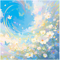 Embrace the allure of spring with this enchanting floral background. This captivating image is a symphony of blooming flowers and vibrant colors, evoking the fresh spirit of nature's renewal. Perfect
