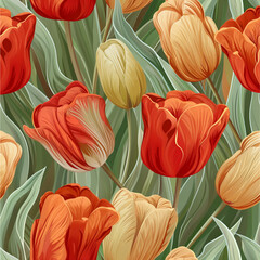 seamless pattern with tulips