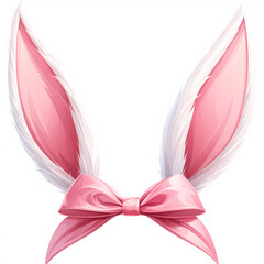 A pair of pink and white bunny ears with a bow. Cute and playful, perfect for Easter or a fun fashion accessory.