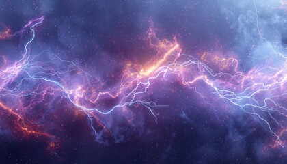 A flash of lightning and thunder spark on a transparent background. Modern lightning, electricity blast, or thunderbolt in the sky. Natural phenomenon of nerve cells or neural systems.