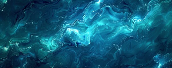 Fototapeta premium Lush water effect background, featuring deep blues and vibrant turquoise in an abstract design
