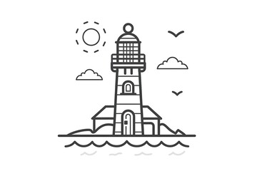 Lighthouse tower line icon. linear style sign for mobile concept and web design. Beacon, lighthouse outline vector icon. Symbol, logo illustration. Vector graphics .