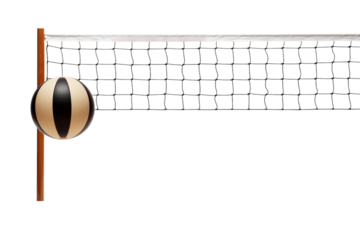 Dancing Shadows: A Volleyballs Serenade With the Net. On a White or Clear Surface PNG Transparent Background.