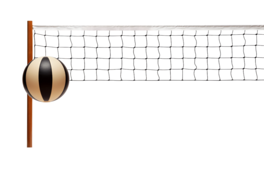 Dancing Shadows: A Volleyballs Serenade With the Net. On a White or Clear Surface PNG Transparent Background.