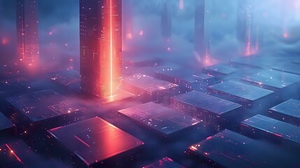 Contemporary Isometric Design with Futuristic and Technological Theme