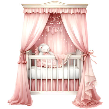 recommend clip art: Watercolor baby bed clipart, 10 high quality JPEG and PNG files, Baby crib clip art, nursery furniture graphics, printable