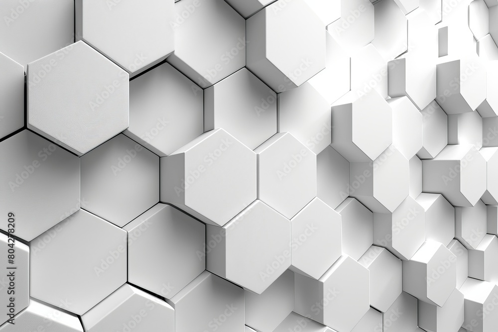Poster photograph depicts a repetitively structured white honeycomb geometric pattern with a smooth texture