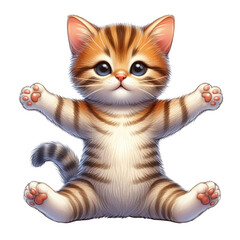 Funny Cat Yoga Watercolor Clipart