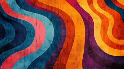 Fototapeta premium Colorful Abstract Painting With Wavy Lines