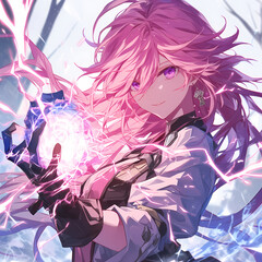 Electric Anime Heroine with Lightning Magic