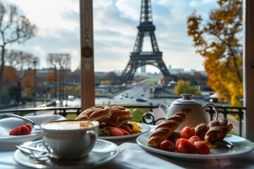 Parisian Breakfast With Eiffel Tower View