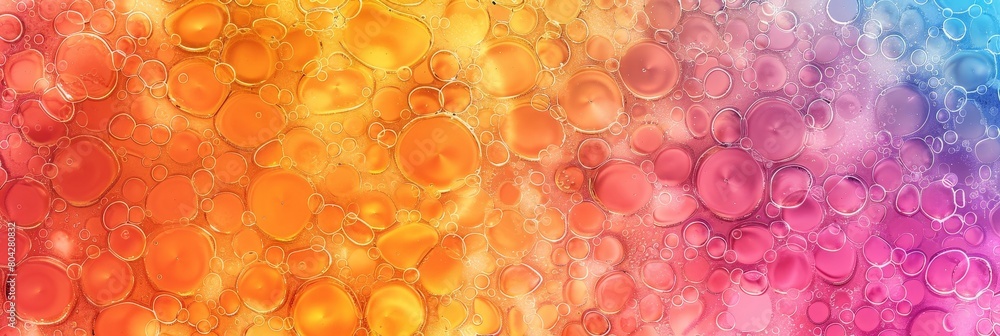 Poster Multicolored bubbles floating against a vibrant background, creating a lively and dynamic scene