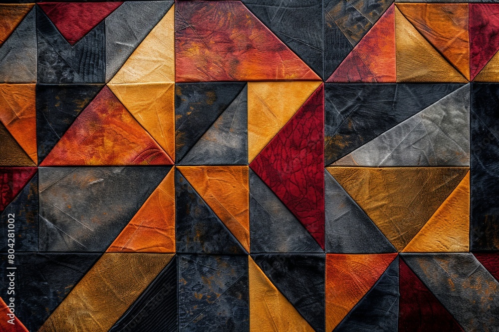 Poster A detailed view of a vibrant and intricate geometric pattern featuring a variety of colors and shapes