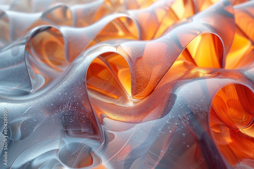 Aufkleber a mesmerizing image showing swirls of orange and silver, resembling fluid art in motion, creating a 
