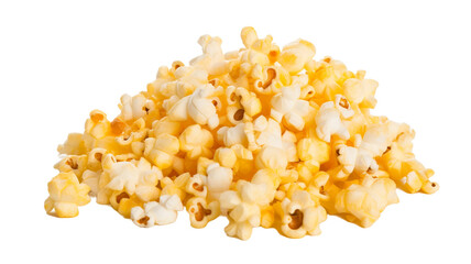 A pile of delicious popcorn isolated on transparent png background.
