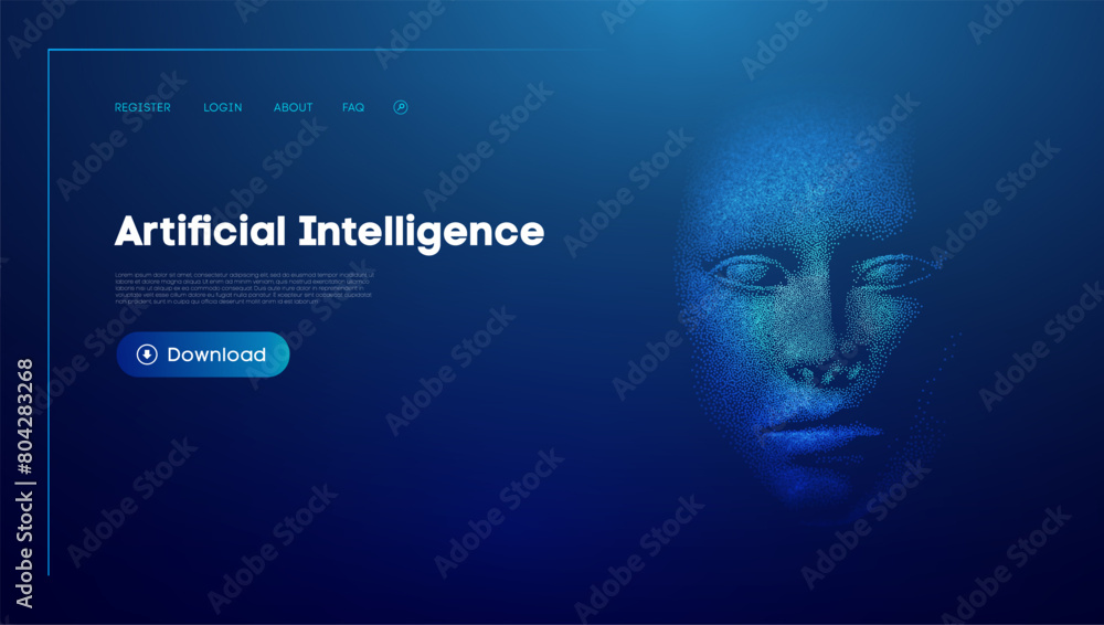 Poster artificial intelligence, smart network digital technology. information artificial neural network tec