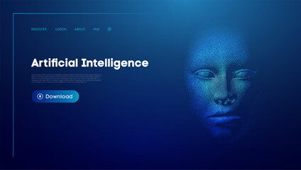 Artificial intelligence, smart network digital technology. Information artificial neural network technology concept. Smart learning and Data science. - obrazy, fototapety, plakaty