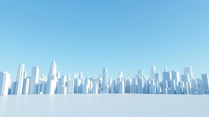 Serene Cityscape Silhouette Under Clear Blue Sky