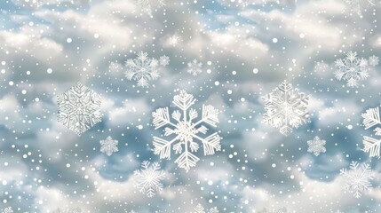 Serene Winter Wonderland with Delicate Snowflakes