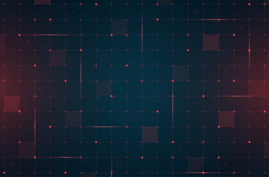 VR HUD futuristic interface grid. Digital UI screen mesh pattern. GUI hi tech visor backdrop design template. Spaceship head up display red lines and particles on dark background. FUI Sci Fi dashboard
