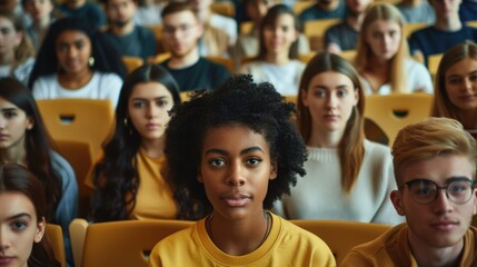 Fototapeta premium Multiethnic group of university students in lecture hall