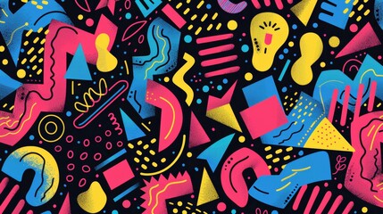Fototapeta premium Vibrant Geometric Pattern With Various Shapes and Colors