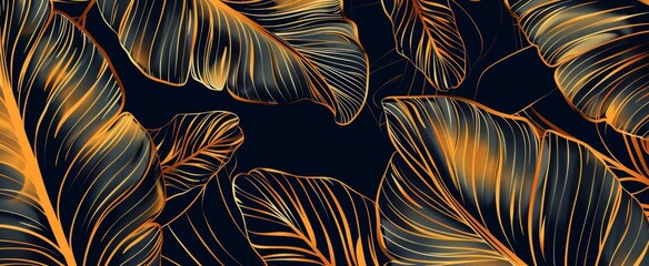 A detailed close up of banana leaves on a black background, showcasing a beautiful pattern in electric blue. The metallic sheen of the leaves adds an artistic touch to the image