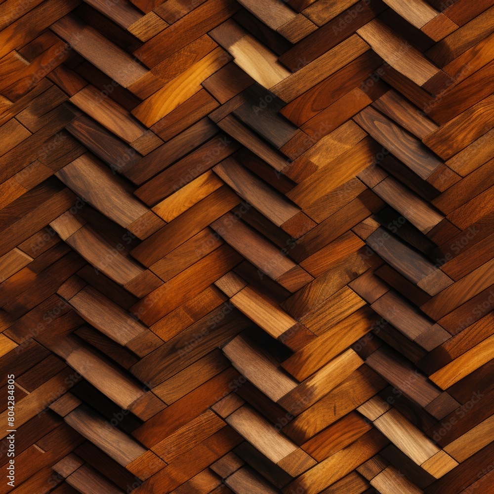 Aufkleber detailed view of a wooden herringbone pattern, showcasing the intricate arrangement of interlocking 