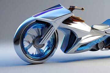 Realistic futuristic flying motorcycle