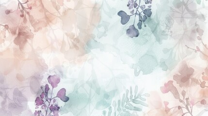 Ethereal Watercolor Floral Background in Soft Pastel Tones