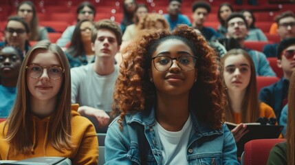 Fototapeta premium Multiethnic group of university students in lecture hall