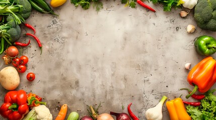 Vegetable Bounty: Top-View Shot of Garden-Fresh Produce