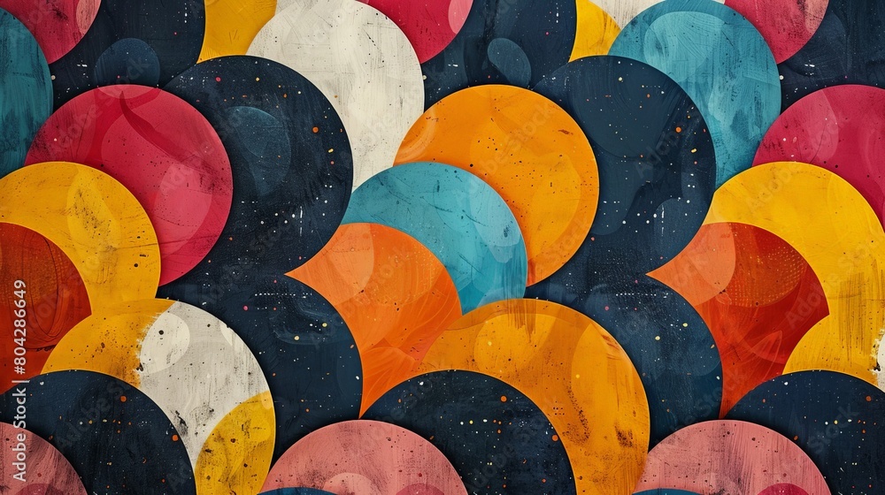 Aufkleber Multicolored abstract pattern featuring various sized circles in vibrant hues