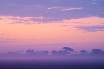 sunrise in soft pastel lilac and violet shades