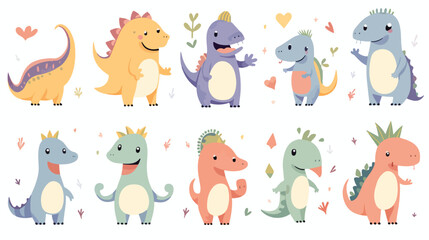 funny dinosaurs collection. Cute childish character