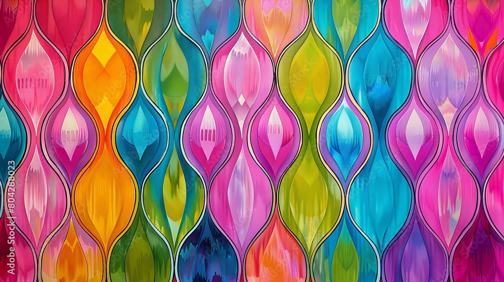 Poster Multicolored Background With Wavy Lines
