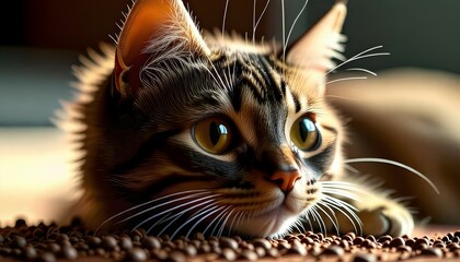 Cute cat close up in atmospheric setting