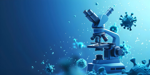 A modern microscope view of a telescope with a breathtaking galaxy visible with a blue bokeh background
