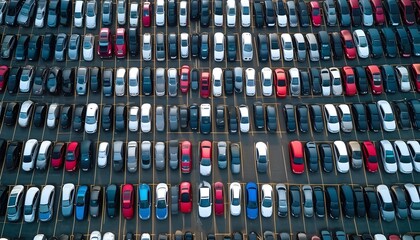 Top down view of cars in a car park compound